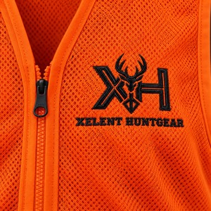 Gilet de chasse Xelent Huntgear orange fluo, maille respirante, ourlet réfléchissant, ajustable à l'avant, personnalisable OEM 100% - Product Image 4