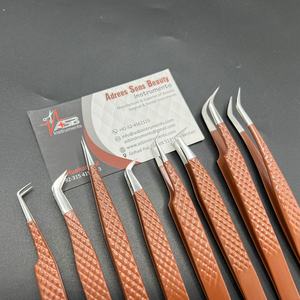 Vente chaude Diamant Grip Japonais En Acier Extension De Cils Pince À Épiler Chocolat Brun Couleur Enduit Lash Volumes Fibre Pointe Pince À Épiler - Product Image 6