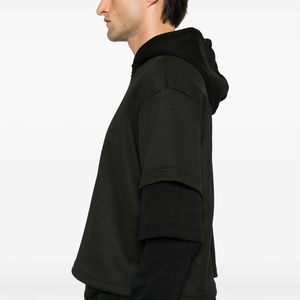 Sweat à capuche en jersey à double couche élégant d'hiver sur mesure OEM, texture gaufrée, superposition, 100% coton, écologique - Product Image 5