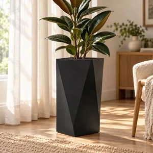 Fida <b>Square</b> Fiberglass <b>Planter</b> with Folded Surface - Product Image 6