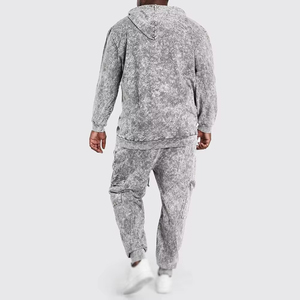 Conjunto Deportivo con Capucha Gris para Hombre, Estilo Casual, Color Sólido, Pantalones con Cordón Ajustable, Marca Privada Trackstar OEM - Product Image 3