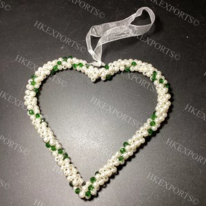 Handmade <b>Heart</b> Shape Metal Christmas <b>Ornament</b> Beaded Hanging Decor Traditional Holiday Craft - Product Image 4