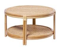 Table basse ronde en rotin faite à la main et personnalisable avec plateau en verre |   Meubles en rotin naturel tressé modernes pour salon et décoration extérieure