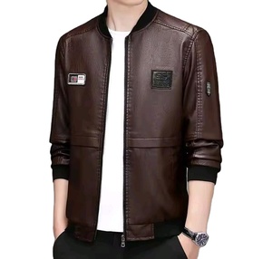 Men's <b>Leather</b> <b>Jacket</b> Stylish <b>Long</b> Sleeve Winter Windproof Breathable Thick Vintage Aviator Motorcycle <b>Jacket</b> - Product Image 1