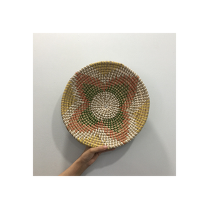 Assiette jonc de mer avec ficelle en plastique/tenture murale décoration maison vintage fabriquée au Vietnam - Product Image 3