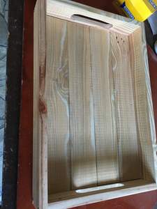 ถาดไม้พิมพ์ลายแกะสลักรูปทรงสี่เหลี่ยมและงานหัตถกรรมอินเดีย - Product Image 3