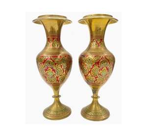 Ensemble de vases à fleurs en laiton de qualité supérieure Vase de table deux pièces personnalisé au design moderne pour la présentation de la chambre à coucher - Product Image 3