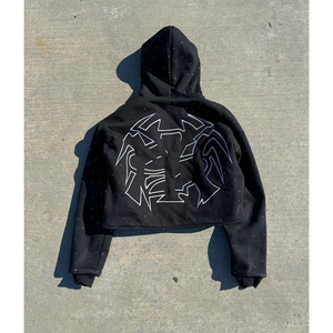 Thermal Hoodie Relax Fit and Never Fading Quality Studded With Rhinestone Streetwear Hoodie High Quality OEM Customized Service - Product Image 2