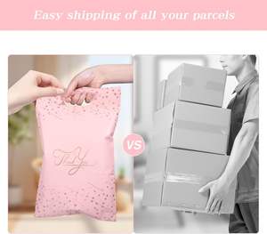 Paquete de 100 bolsas de polietileno de agradecimiento de 25x33 cm con asa y sello autoadhesivo, diseño con estampado en rosa y dorado - Product Image 2