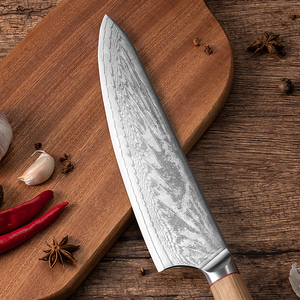 Couteau de cuisine professionnel en acier Damas avec manche en bois d'olivier Usine de coutellerie OEM ODM personnalisée en gros - Product Image 4