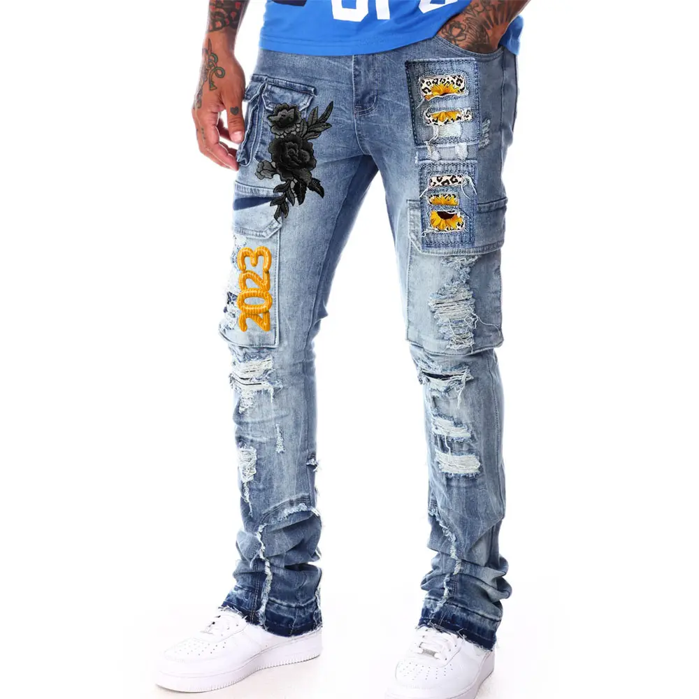 Pantalon en denim personnalisé de marque détruit en détresse hommes maigre de haute qualité prix de gros fabricant de pantalons en jean pour garçons
