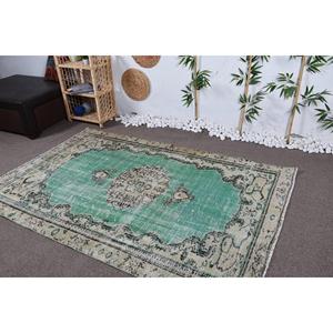 Alfombra Turca Vintage de 4,8x7,2 pies, Alfombra de Lana Verde del Suroeste - Product Image 4