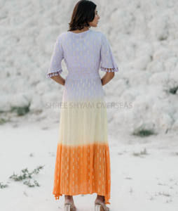 ชุดเดรสแขน3/4สำหรับผู้หญิงผ้าย้อมหลายสีชุดเดรสยาวสไตล์คาฟตันสำหรับชายทะเลฤดูร้อน - Product Image 4