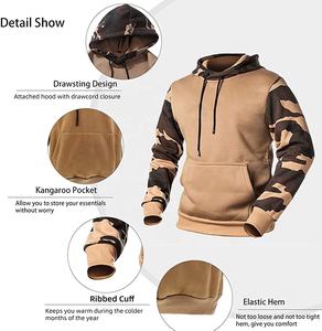 Sudadera con Capucha de Forro Polar para Hombre, Estampado Digital a Cuadros, Color de Contraste, Manga Larga, Otoño - Product Image 3