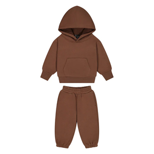 Ensemble de survêtement personnalisé pour enfants en molleton brun respirant en coton doux personnalisé pour l'hiver - Product Image 3