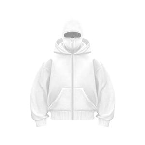 Sweat à capuche vintage à double chapeau de rue, sweat-shirt surdimensionné pour hommes, décontracté, gothique, punk, fermeture éclair, à double capuche - Product Image 2