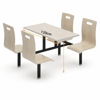 Ensemble table et chaises de salle à manger en acier moderne pour 4 personnes, mobilier commercial pour restaurant, centre commercial, école, hôtel, banquet
