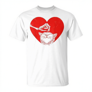 T-shirt en forme de cœur de la Saint-Valentin avec squelette et chat, impression numérique, style moderne pour les amoureux des chats, cadeaux de la Saint-Valentin - Product Image 2
