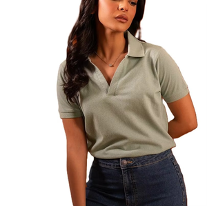 Chemises polo pour femmes de couleur personnalisée, respirantes, en tricot, pour adultes, filles, teintes unies, personnalisables, disponibles en vrac - Product Image 3