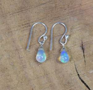 Boucles d'oreilles pendantes en opale éthiopienne, plaquées or 24 carats, argent sterling, certifiées GIA, design unique de luxe, cadeau de fête pour femmes - Product Image 2