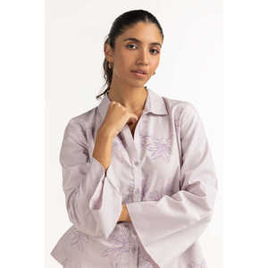 Chemisier Basique Style Coréen Lilas pour le Bureau Taille XL Respirant Lin Chiffon Simple Tendance Col Mandarin Ample WM-BLS23-004 - Product Image 2