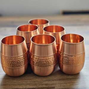 Gobelet en verre en cuivre personnalisable pour l'eau et les boissons ayurvédiques médicinales pour les hôtels, les restaurants et la maison. - Product Image 3