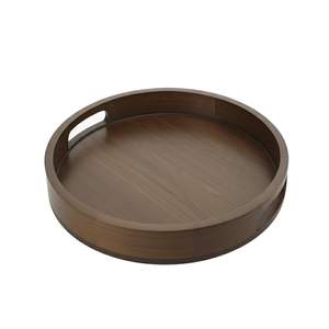 Plateau de service circulaire en bois de couleur noyer, plateau de service multifonctionnel naturel, décoration, produit de haute qualité demandé disponible - Product Image 1