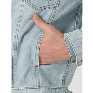 Veste en jean avec poches pour hommes, classique, bleu, logo personnalisé, vêtements d'extérieur décontractés, vente en gros - Product Image 4