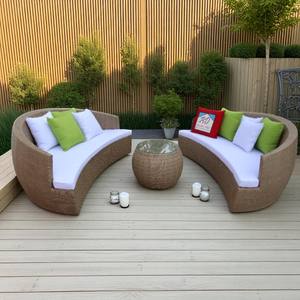 Ensemble de meubles en faux osier PRSF-003 en poly rotin grand patio extérieur sièges de loisirs en forme de lune pour salon Villa atelier - Product Image 3