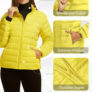 Chaqueta acolchada de manga larga con cremallera frontal de invierno para mujer, chaquetas de moda transpirables de secado rápido de Color sólido para mujer - Product Image 5