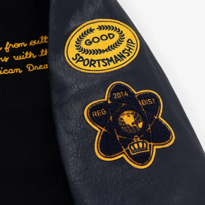 Chaquetas Varsity de Béisbol Ecológicas con Manga de Lona Negra y Logotipo Personalizado al por Mayor - Product Image 5