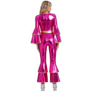 Superbe costume de disco pour femme, conçu avec de la tissu satiné métallique - Product Image 5