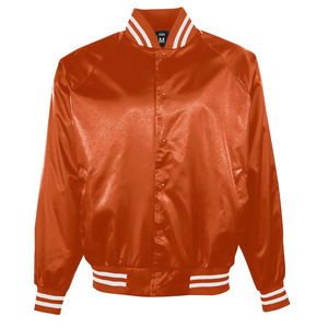 Chaquetas universitarias de satén Chaqueta de bombardero de hombre con logotipo de color personalizado para hombre Puños acanalados a prueba de viento - Product Image 1