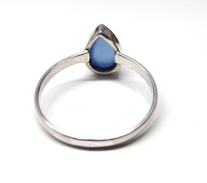 Bague en argent sterling 925 calcédoine bleue coupe poire pierre précieuse délicate faite à la main pour mariage ou anniversaire - Product Image 4
