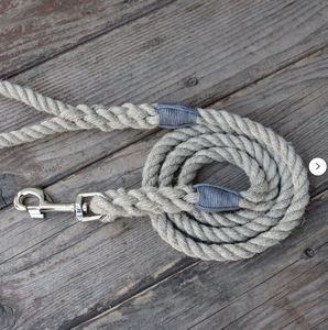 Grey Organic Cotton Rope Dog <b>Leash</b> <b>Pet</b> Supplies Accessory Customized Colored Cotton Rope Handmade Dog <b>Leash</b> <b>Pet</b> <b>Leash</b> Set - Product Image 2