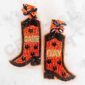 TODDY HOTTY Designer Vintage boucles d'oreilles pendantes pour femmes Orange blanc bleu perlé mariage patriotique mémorial bijoux à la mode - Product Image 3