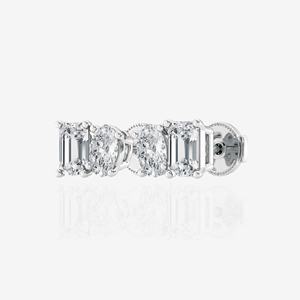 <b>Emerald</b> Oval Cut Lab Grown Diamond <b>Stud</b> Earrings 18K Gold Cute Crown Pattern for Engagement Available Rose White Yellow Gold - Product Image 5