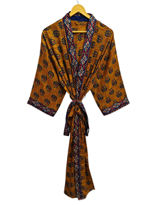 Pure soie Sari Kimono léger Vintage Sari Robe doux plage Robe de soirée indien à la main Kimono en soie - Product Image 2