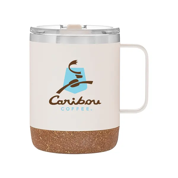 12 oz caneca térmica de parede dupla 18/8, caneca de aço inoxidável com isolamento a vácuo de cobre-base de cortiça sintética