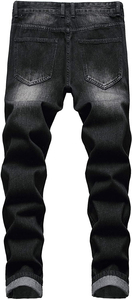 กางเกงยีนส์ขาดๆสไตล์วินเทจของผู้ชายกางเกงยีนส์ทรงสลิมยาวทรงตรงสำหรับผู้ชายเสื้อผ้าลำลองแบบปรับแต่งได้ - Product Image 3