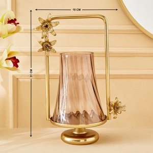 Glass & Metal <b>Candle</b> Holder - <b>Small</b> Handcrafted antique gold metal style metal dining table light luxury glass decorations - Product Image 3