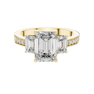 2.66 CT <b>Emerald</b> Cut Lab Diamond 3-Stone <b>Ring</b> for Women VVS-VS EF CVD 18KT, 14KT, 10KT Gold & 925 <b>Silver</b> Rose, Yellow, - Product Image 3