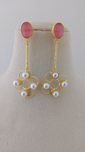 Pendientes de perlas de imitación indias hechos a mano Premium patrón moderno latón imitación rodio plateado moda personalizable para mujer - Product Image 4