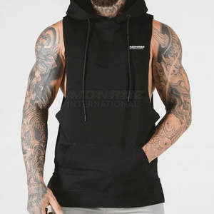 Vente en gros de sweats à capuche sans manches pour hommes fitness personnalisés sweat à capuche décontracté pour hommes mode chaude sweat à capuche personnalisé - Product Image 3