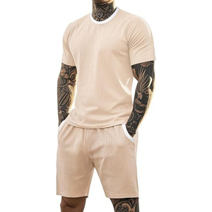 Nueva llegada transpirable de algodón de alta calidad, conjuntos cortos de gimnasio para hombres, camiseta y conjunto corto, conjuntos de pantalones cortos informales de verano OEM - Product Image 1