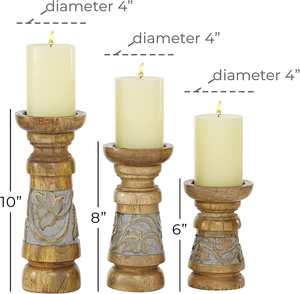 Porte-bougie en bois décoratif fait à la main pour la décoration de la maison Design rustique et élégant - Product Image 2