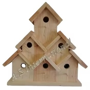 Casa de pájaros de madera de estilo único para exteriores, calidad duradera con acabado elegante, comedero de pájaros de madera para decoración de balcón de patio trasero - Product Image 4