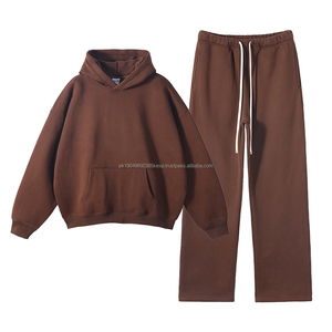 Ensemble de sweat-shirts à capuche et de pantalons de survêtement évasés de haute qualité, personnalisés, en molleton de coton lourd de 350 g/m², chauds pour l'hiver, streetwear surdimensionné - Product Image 3