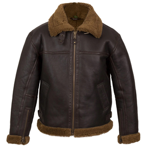 Chaqueta de cuero de bombardero de piel de oveja genuina para hombre, chaquetas de cuero de motocicleta, chaqueta de cuero de Color marrón para hombre - Product Image 1