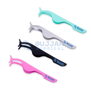 Pince à épiler professionnelle inclinée et pointue en acier inoxydable et embouts en fibre de plastique pour l'épilation des poils incarnés des sourcils et du menton - Product Image 1